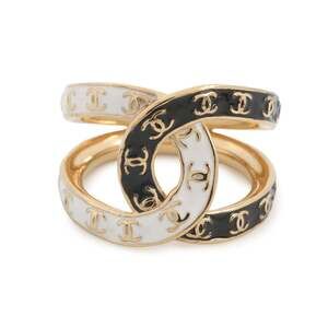 CHANEL Authentic Black Logo Ring